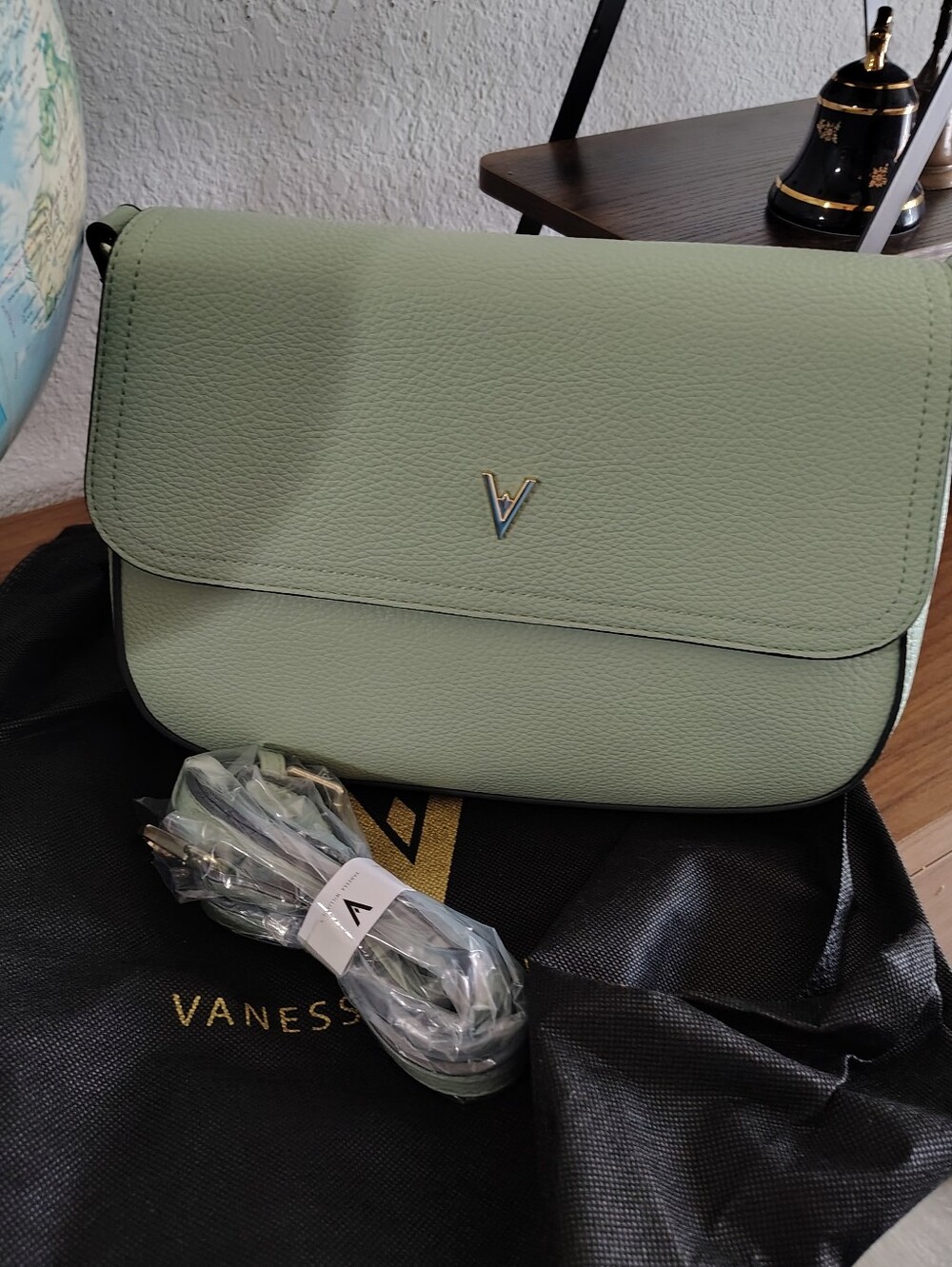 Vegan Leather Sage Green Crossbody Bag